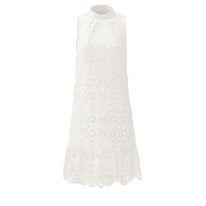 Erin fetherson white scalloped sleeveless dress